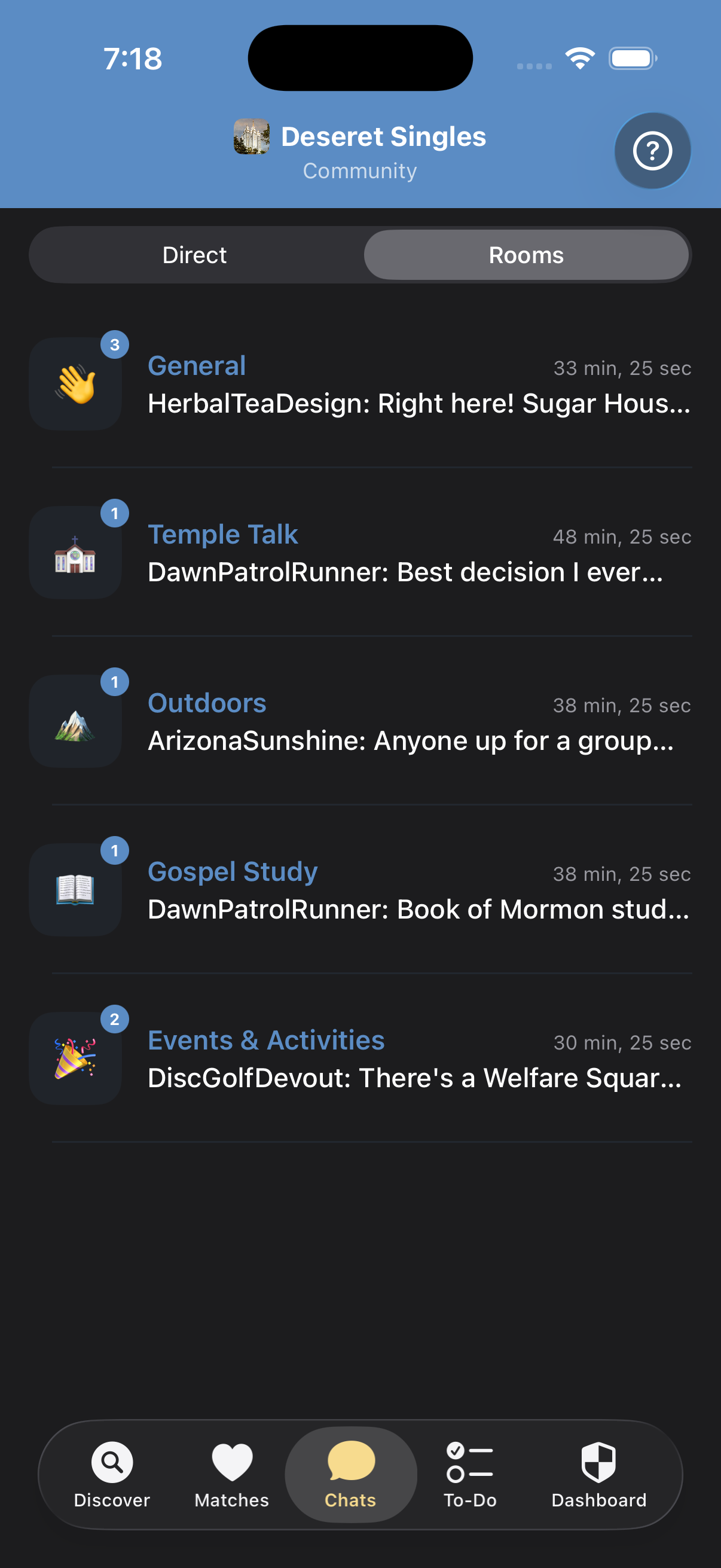 Community rooms on Deseret Singles